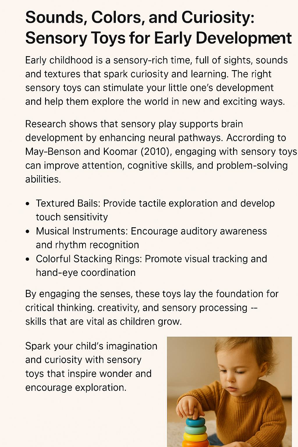 Sounds, Colors, and Curiosity: Sensory Toys for Early Development