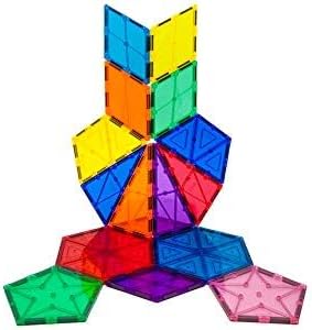 PicassoTiles Magnetic Building Block Set Geometry Shape Magnet Tiles Construction Toy STEM Learning Kit Educational Playset Playboard Pretend Play Stacking Blocks Child Brain Development PT16