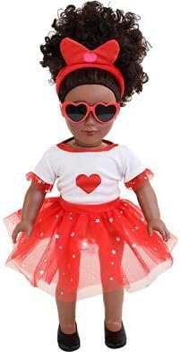 Playtime by Eimmie 18 Inch Doll Clothes and Accessories, Holiday Day Outfit with Red Tutu Dress & Matching Headband, Clothing Sets & Stuff - Fits American, Generation & Similar 18” Dolls for Girls