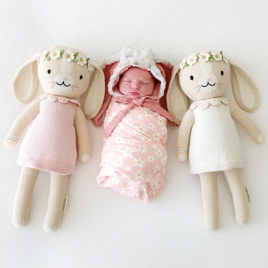 cuddle + kind Hannah The Bunny Ivory Regular 20" Hand-Knit Doll – 1 Doll = 10 Meals, Fair Trade, Heirloom Quality, Handcrafted in Peru, 100% Cotton Yarn