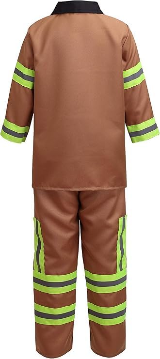 yolsun Fireman Costume for Kids, Boys' and Girls' Firefighter Dress up, Fire Fighter with Toy Accessories Halloween Role Play