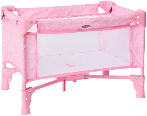 Madame Alexander Pack and Play Crib for Dolls, Pink Hearts