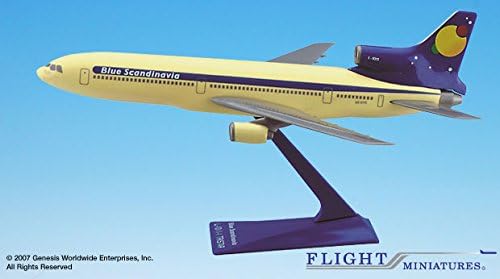 Flight Miniatures Blue Scandinavia Lockheed Tristar L-1011 1:250 Scale - Plastic Snap-Fit Model Airplane - Collectible Replica of Blue Scandinavia Airlines Aircraft - Part #ALK-10110I-018