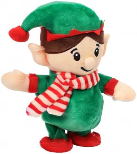 Hopearl Talking Singing Elf Repeats What You Say Walking Electric Interactive Animated Toy Speaking Plush Buddy Gift for Toddlers, Green, 8.5''