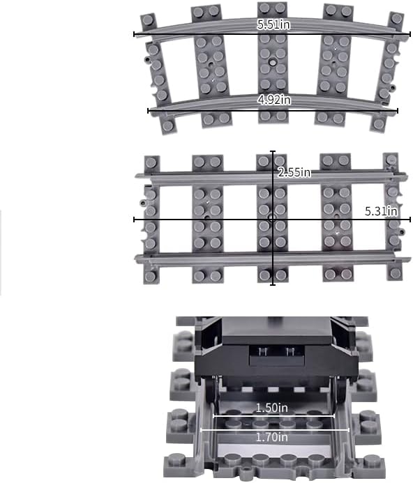 Train Track Railroad Accessories - City Train Track System with Railroad Crossing, Compatible with Major Brand Trains in Building Blocks