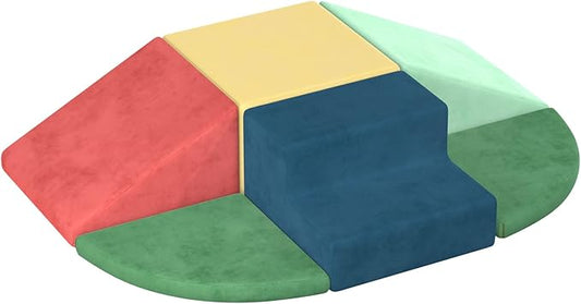 6 Piece Foam Climbing Blocks, Velvet Fabric Soft Play Set Large Baby Climbing Gym Indoor Climbing Toys for Toddlers 1-3 Inside