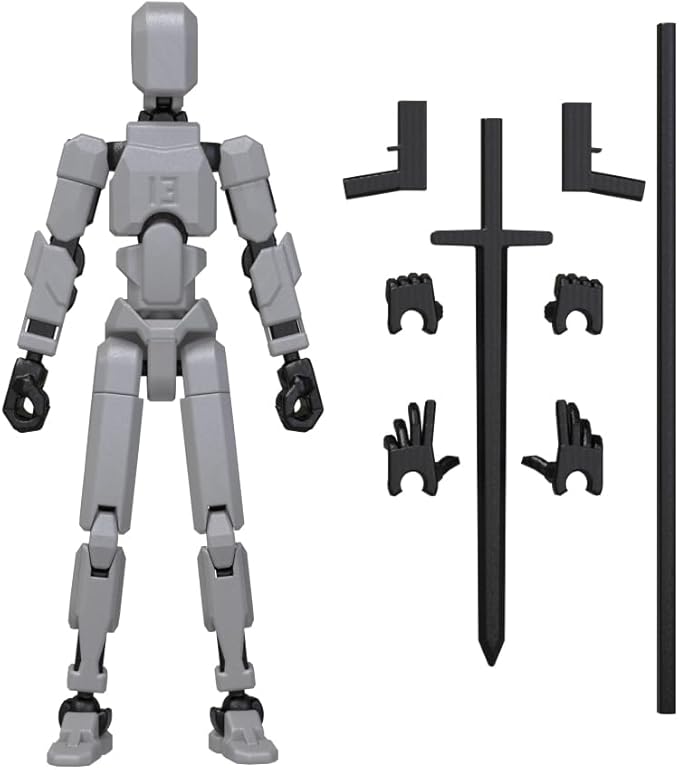 MerryXD T13 Action Figure,Assembly Completed Dummy Nova Titan Lucky 13 Action Figure 3D Printed Multi-Jointed Movable Toy Grey
