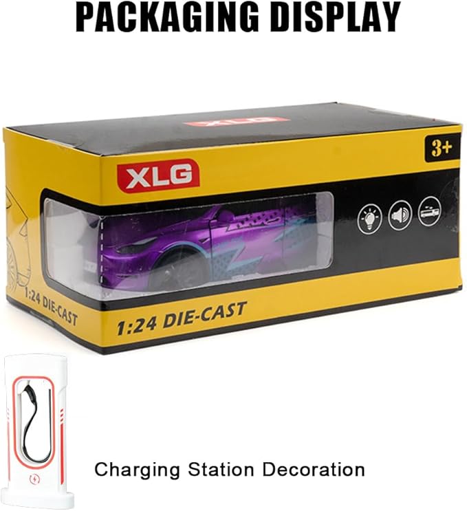 1/24 Model Y Toy Cars Alloy Diecast Model, Pull Back Model Y M-odel Car with Light, Big Mo-del Y Diecast Cars Mode-l Toy Suitable for Kids Adults Birthday Gift (Purple)