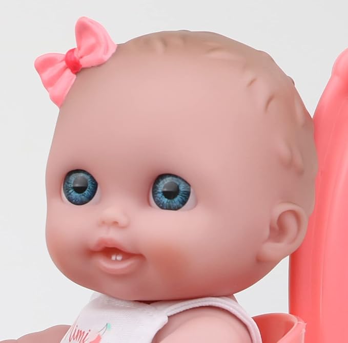 Lil Cutesies TWIN 8.5" All Vinyl Dolls and Stroller Set | Posable and Washable | Removable Outfits |Twin Stroller and Accessory | JC Toys | Ages 2+ , Green
