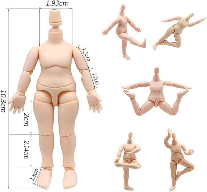 niannyyhouse DOD 10cm Doll Action Figures Body Suitable for 1/12 BJD Dolls Head (Peach Pink-Standard Package A)