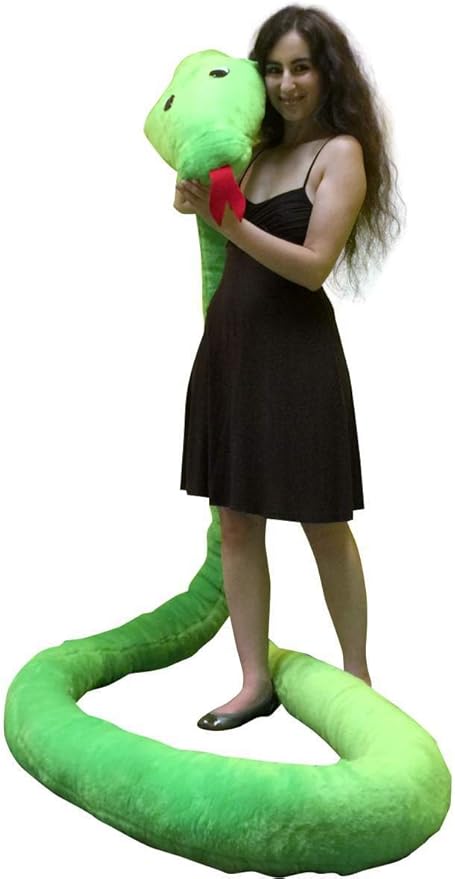 Big Plush American Made Giant Stuffed Snake 18 Feet Long Soft Green Serpent