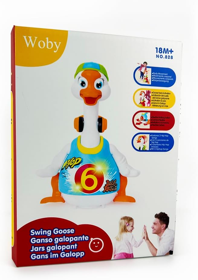 Woby Baby Musical Toy Dancing Singing Talking Walking Hip Hop Swing Goose Cool Educational Toy Gift for 1 2 3 Year Toddlers Kids Boys Girls