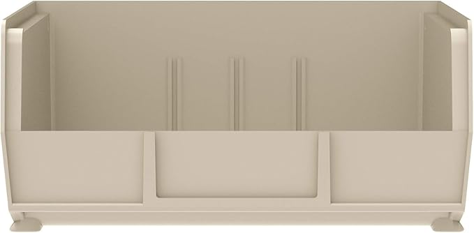 Akro-Mils 30235 AkroBins Plastic Storage Bins, Space-Saving Stackable Bins for Garage, Pantry, Craft Organization, 11-Inch x 11-Inch x 5-Inch, Stone, 6-Pack