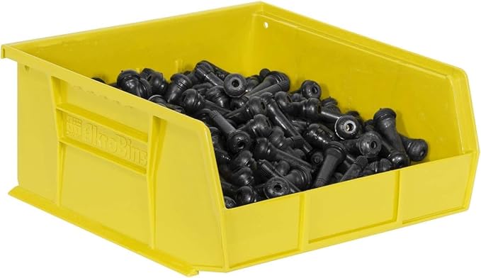 Akro-Mils 30235 AkroBins Plastic Storage Bins, Space-Saving Stackable Bins for Garage, Pantry, Craft Organization, 11-" x 11-" x 5-", Yellow, 6-Pack