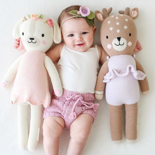 cuddle + kind Charlotte The Dog Little 13" Hand-Knit Doll – 1 Doll = 10 Meals, Fair Trade, Heirloom Quality, Handcrafted in Peru, 100% Cotton Yarn