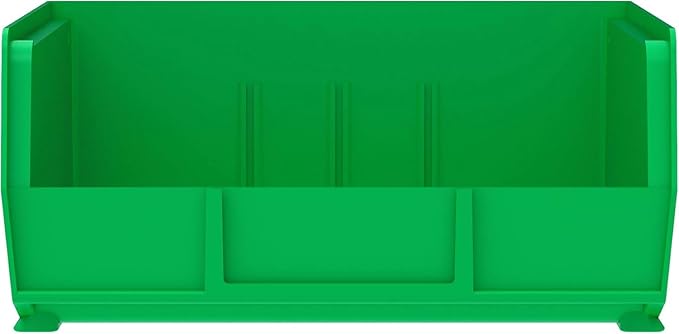 Akro-Mils 30235 AkroBins Plastic Storage Bins, Space-Saving Stackable Bins for Garage, Pantry, Craft Organization, 11-Inch x 11-Inch x 5-Inch, Green, 6-Pack