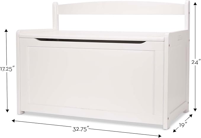 Melissa & Doug Wooden Toy Chest - White Furniture for Playroom - Kids Toy Box, Wooden Storage Organizer, Children's Furniture