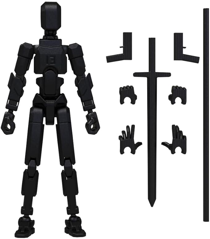 MerryXD T13 Action Figure,Assembly Completed Dummy Nova Titan Lucky 13 Action Figure 3D Printed Multi-Jointed Movable Toy Black