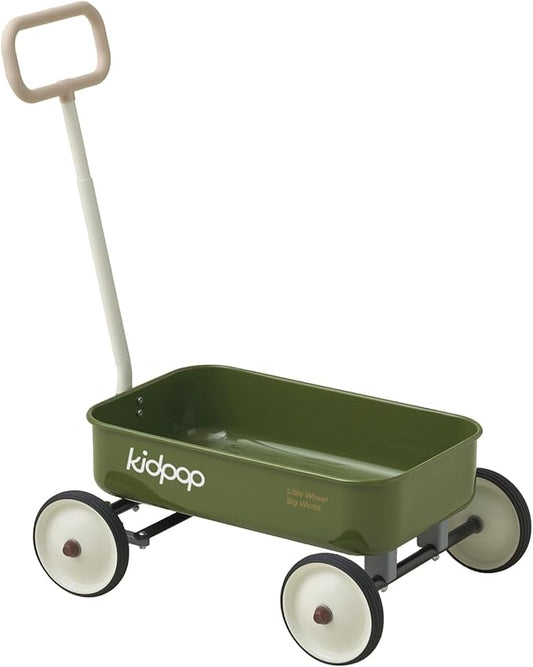 PULA-Wild 2-in-1 Kids' Pull-Along Wagon Toddlers Push Walker for 2.5-8 Adjustable Handlebar, Birthday Gifts Max Weight 33 lbs (Green)