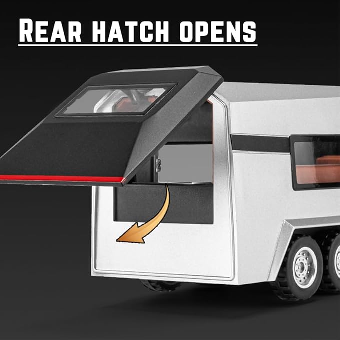 1/32 Toy Trucks with RV Motor for Kids Adults Gift, Alloy Metal Pickup Trailer RV Model Toy, Diecast Truck Model Pickup Truck Toy Car with Sound and Light