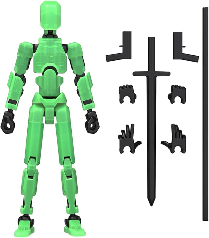 MerryXD T13 Action Figure,Assembly Completed Dummy Nova Titan Lucky 13 Action Figure 3D Printed Multi-Jointed Movable Toy Grow in The Dark Green