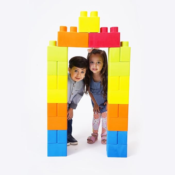 Max Foam Building Blocks | Large Size | 40-Piece Set (30 with 2 Pivots + 10 with 3 Pivots) | Creative and Educational Toy for Kids Ages 3+