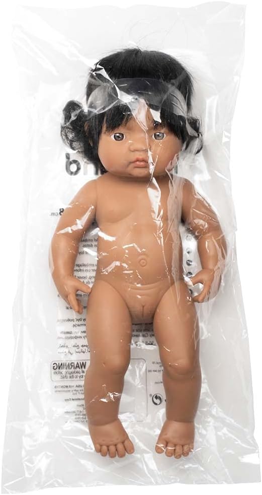 Miniland Doll 15'' Hispanic Girl (Polybag) - Made in Spain, Anatomically Correct, Quality, Inclusion