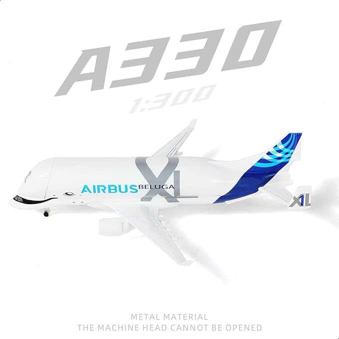 1/300 A330 Beluga XL1 Diecast Metal Airplane Model Kit with Stand (7.7 inches) for Airbus a330-743L Super Transport Beluga Model for Adult Plane Aviation Enthusiasts Collectible or Gift