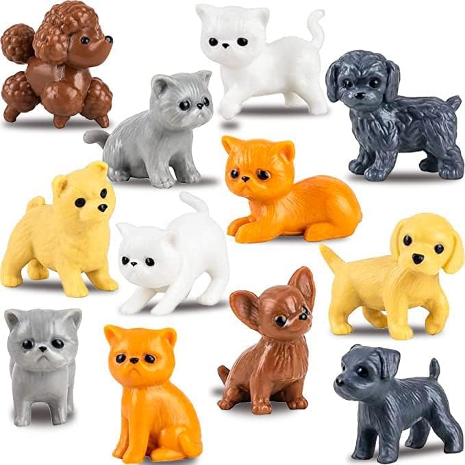 Vending Machine Capsules with Toys - 100 Pcs of 1.1 Inch Tiny Frosty Clear-Colored Acorn Capsules and Cute Dog and Cat Figurines for Kids - Plastic Capsules for Toys Bulk- Easter Basket Stuffers