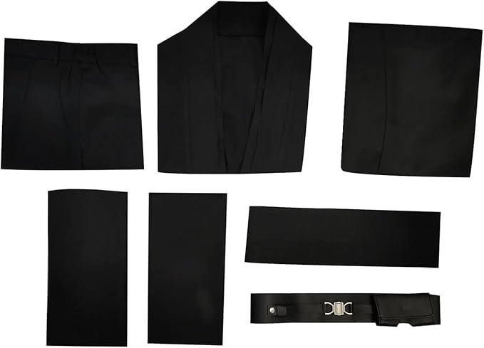 Mens Cosplay Costume Black Tunic Hooded Cloak Robe Uniform Suit Halloween Outfit