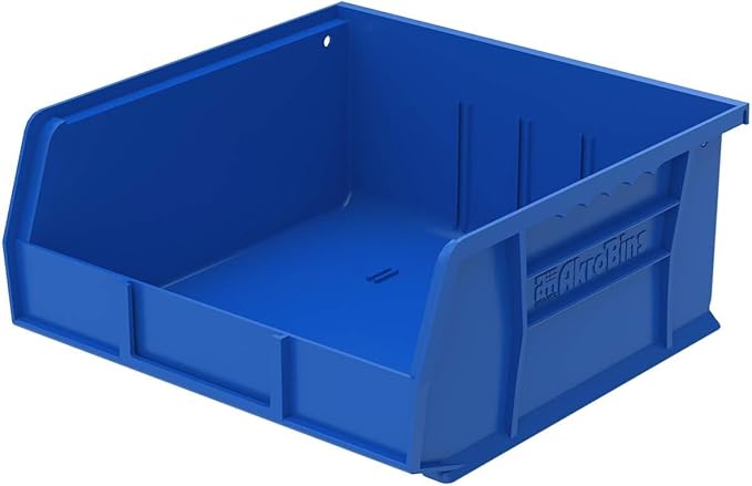 Akro-Mils 30235 AkroBins Plastic Storage Bins, Space-Saving Stackable Bins for Garage, Pantry, Craft Organization, 11-" x 11-" x 5-", Blue, 6-Pack
