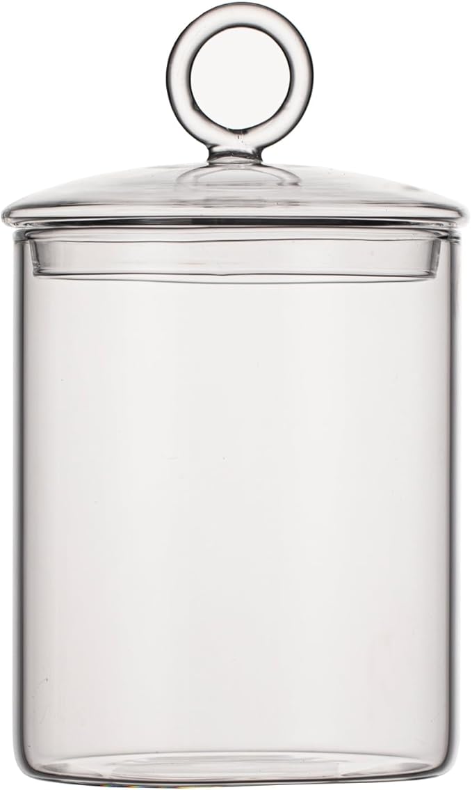 23oz Glass Candy Jar with Lid for Office Desk, Cookie Jar Food Storage Container for Kitchen Counter, Apothecary Jar for Cotton Swabs, Balls, Cotton Pads, Floss Picks, 700ml