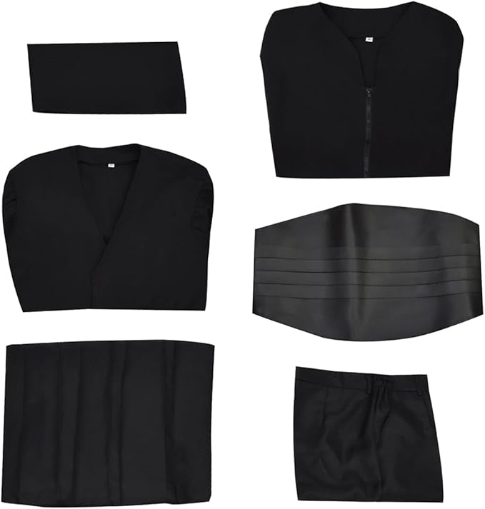 Mens Cosplay Costume Black Tunic Hooded Cloak Robe Suit Uniform Halloween Outfit