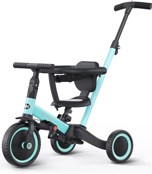 newyoo Toddler Tricycles for 1-3 Year Olds, Toddler Bike, Baby Balance Bike, Christmas and Birthday Gift for Boy and Girl, Trike with Push Handle, Safety Guard, Safety Belt, Blue, TR008