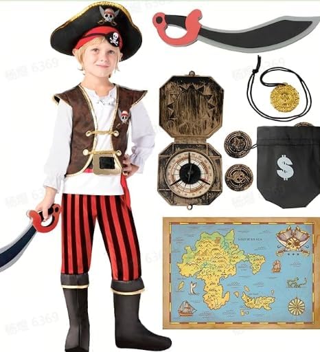 Spooktacular Creations Pirate Costume for Kids, Boys Pirate Outfit Set for Toddler Halloween Pretend Roleplay Themed Party