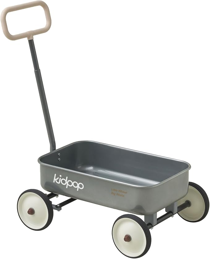 PULA-Wild 2-in-1 Kids' Pull-Along Wagon Toddlers Push Walker for 2.5-8 Adjustable Handlebar, Birthday Gifts Max Weight 33 lbs (Grey)