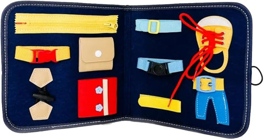 Busy Baby Board Travel Activity for Kids, Travel Kit for Toddlers, Kid Entertainment Kit, Easy On The Go Entertainment, Sensory Friendly, Soft & Portable