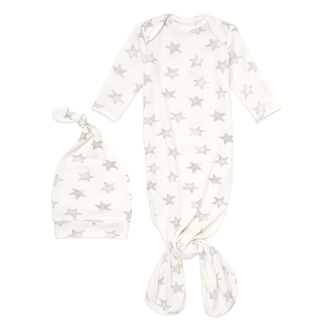 aden + anais Snuggle Knit Knotted Newborn Baby Gown and Hat Set 0-3 Months Star
