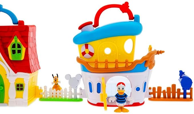Disney Store Official Donald Duck House Boat Play Set - Interactive Playhouse Junior Toys - Poseable Donald, 12-Piece Set, Perfect for Toddlers