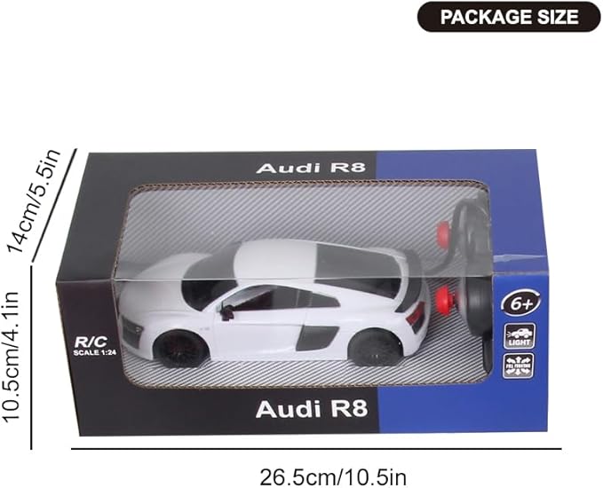 Vinie Remote Control Car for Boys, RC Cars Audi R8, 1:24 Scale Officially Licensed Kids Toys, Drift Car with Cool Led Lights, 4 5 6 7 8 9 10 11 12 Year Old Boy Birthday Gift (Red)