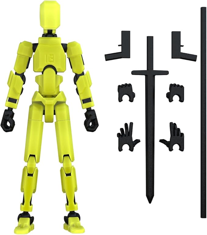 MerryXD T13 Action Figure,Assembly Completed Dummy Nova Titan Lucky 13 Action Figure 3D Printed Multi-Jointed Movable Toy Grow in The Dark Yellow