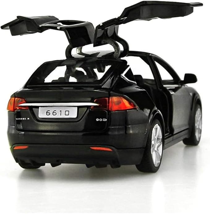 1:32 Scale Car Model X Alloy Diecast Pull Back Electronic Toys with Lights and Music, Mini Vehicles Toys for Kids Gift Car Lovers Collection (Model X - Noble Black)