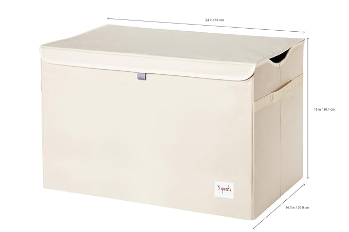 3 Sprouts Large Toy Chest for Kids with Lid and Handles - Collapsible Toy Storage Bin/Trunk/Box/Basket Organizer for Boys & Girls Playroom, Nursery, Unicorn