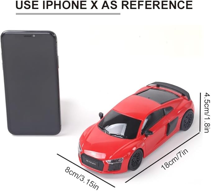 Vinie Remote Control Car for Boys, RC Cars Audi R8, 1:24 Scale Officially Licensed Kids Toys, Drift Car with Cool Led Lights, 4 5 6 7 8 9 10 11 12 Year Old Boy Birthday Gift (Red)
