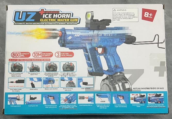 Electric Water Gun for Kids & Adults 800CC High Capacity 32FT Long Range Dual-Mode Squirt Gun Auto-Refill System for Pool, Beach Outdoor Summer Water Guns Gift Play(Black)