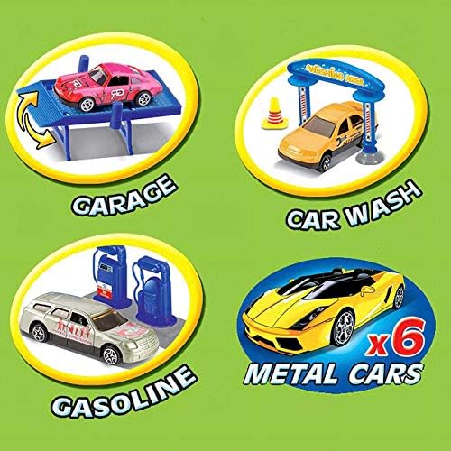 My First Speed Racing Assembly Track Builder Toy Playset - Starter Kit with 6 Diecast Cars, Accessories for Kids