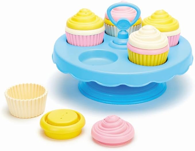 Green Toys Cupcake Set - 16 Piece Pretend Play, Motor Skills, Language & Communication Kids Role Play Toy. No BPA, phthalates, PVC. Dishwasher Safe, Recycled Plastic, Made in USA.