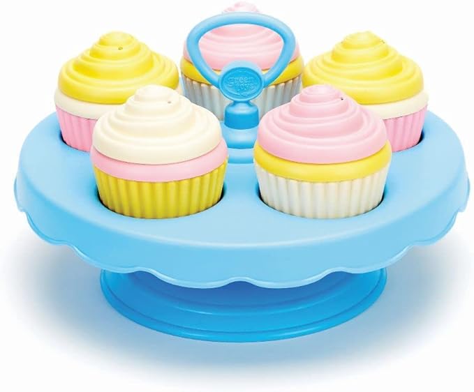 Green Toys Cupcake Set - 16 Piece Pretend Play, Motor Skills, Language & Communication Kids Role Play Toy. No BPA, phthalates, PVC. Dishwasher Safe, Recycled Plastic, Made in USA.