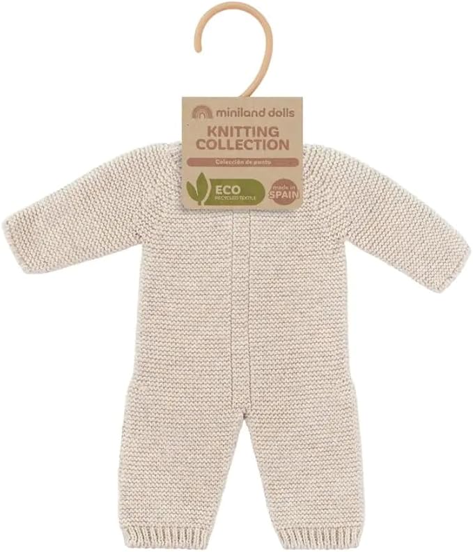 Miniland Clothes for Dolls 15'' Knitted Pajama Linen Color - ECO, Made in Spain, Quality, Role Play, Educational