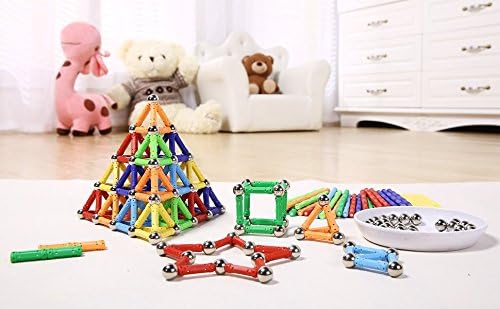 210Pcs Magnetic Building Sticks Blocks, Magnet Educational Toys STEM Toys Learning for Kids, 3D Construction Building Toy with Storage Bag
